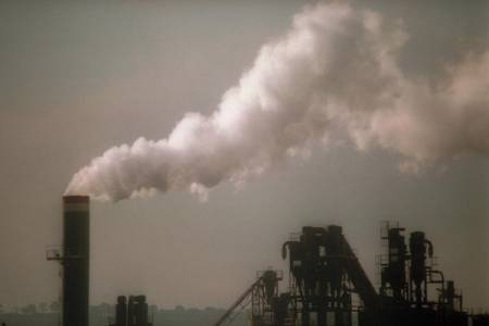 Air pollution from factory smokestack