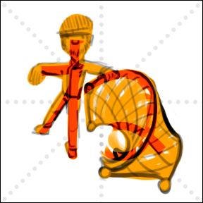 cartoon man with net