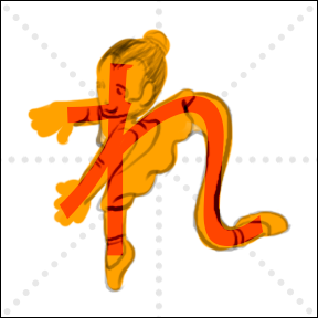 ballet girl with long curving leg