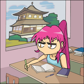 girl at desk in kyoto