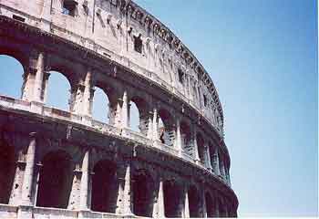 A photo of the Colosseum, largest and most famous ancient Roman amphitheater